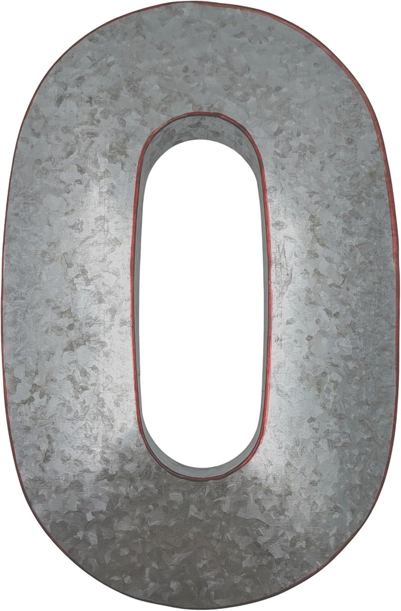 Science Purchase 20" Metal Number 0 (Zero) Wall Decor, Silver with Rusted Edges, Galvanized Wall Mountable Decoration for Country, Mid-Century, or Farmhouse Themed Room or Event - Image 3
